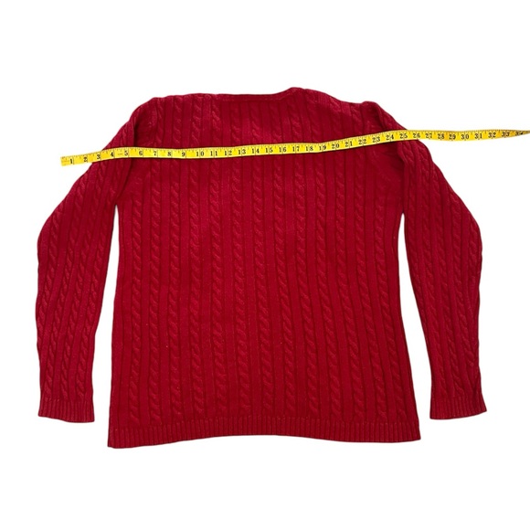 Disney Store Minnie Mouse Embroidered Cable Knit Red Christmas Winter Sweater - Picture 10 of 12